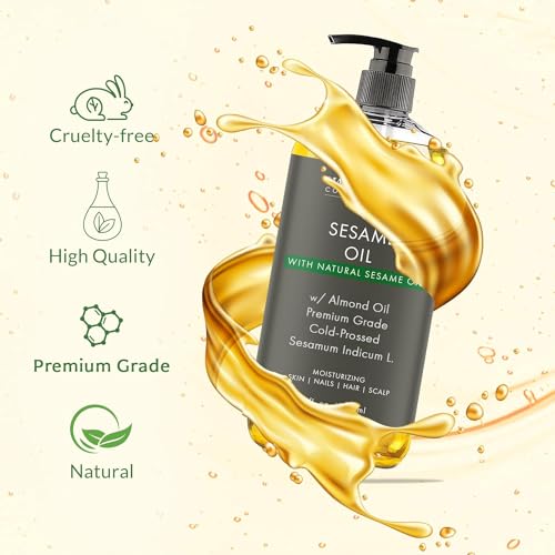 MAJESTIC-PURE-Sesame-Oil-100-Natural-Sesame-Oil-for-Skin-Hair-Nails-Scalp-Moisturizing-Hydrating-Massage-Oil-for-Dry-Skin-Nourishing-After-Shower-Bath-Oil-8-Fl-Oz MAJESTIC PURE Sesame Oil | 100% Natural Sesame Oil for Skin, Hair, Nails, Scalp | Moisturizing & Hydrating Massage Oil for Dry Skin | Nourishing After Shower & Bath Oil | 8 Fl Oz - Image 6