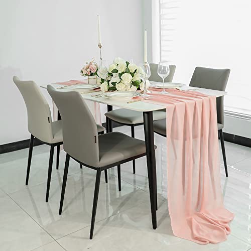 10Ft Chiffon Table Runner Dusty Pink Sheer Wedding Table Runner 28X120 Inch Wedding Decorations ,Baby Shower Decor, Centerpiece Table Decorations #TOP2