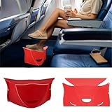 DISFAT Travel Foot Rest for Airplane Long Flights,Portable Folding Under Desk Foot Stool,Relieves Back & Knee Pain,Comfortable for Long Flights,Cars,Trains,Ultralight Mini(Dark Red)