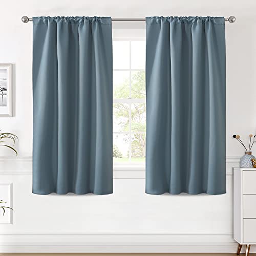 Image of H.VERSAILTEX Blackout Curtains Thermal Insulated Window Treatment Panels Room Darkening Blackout Drapes for Living Room Back Tab /Rod Pocket Bedroom Draperies (2 Panels, Stone Blue, 42 x 54 Inch)