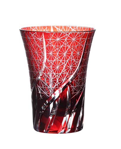 [QD-K2] 切子 グラス オールド グラス コップ 伝統工芸 食洗器対応 (レッド)のサムネイル