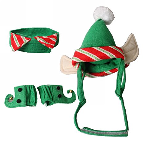 Ztl 4pcs/Set Dog Cat Christmas Costume Accessories Hat & Neck Wear & Leg Sleeve Party Cosplay Pet Supplies