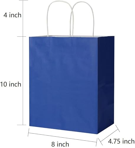 Miniatura 4 de Oikss Cada paquete de 50 bolsas de regalo de papel kraft de color azul y fucsia medianas con asas a granel