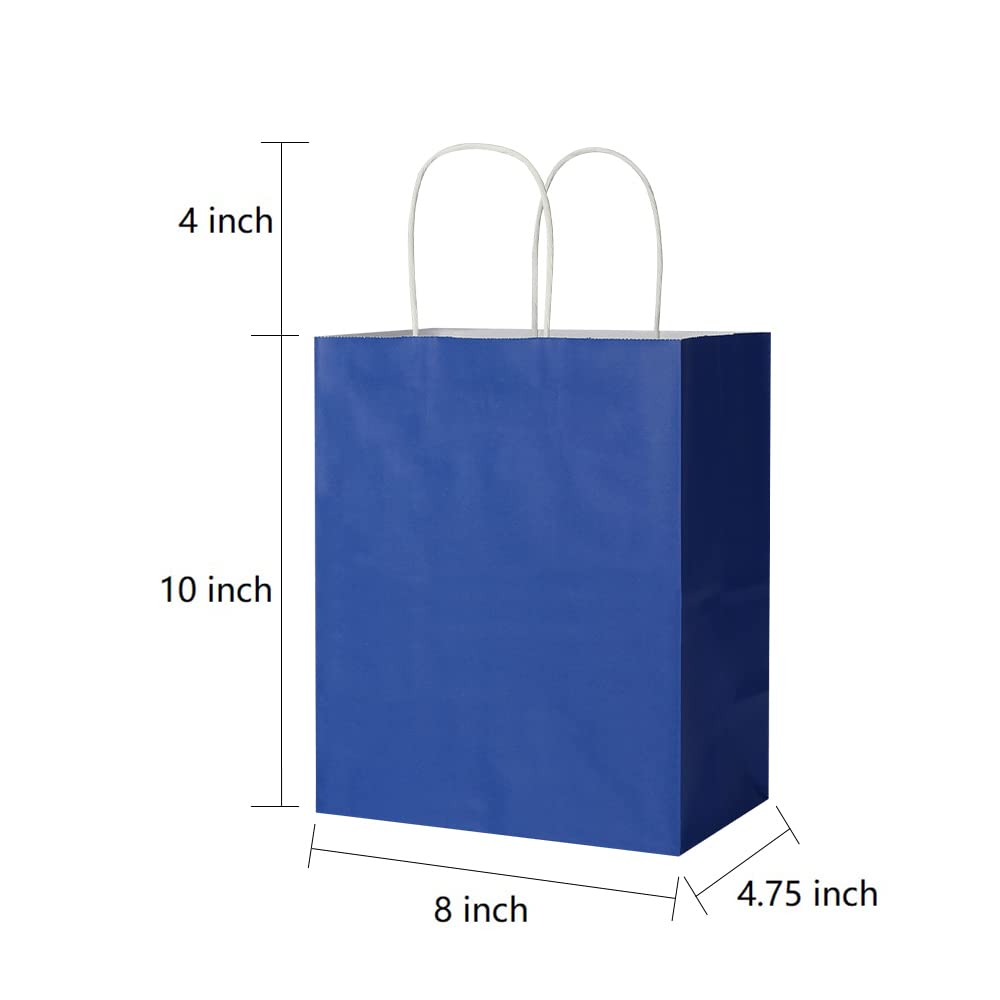 Oikss Confezione da 50 sacchetti di carta con manici, misura media, 20,3 x 12,1 x 25,4 cm, sacchetti in carta kraft per compleanni, matrimoni, bomboniere, generi alimentari, shopping, da asporto, per