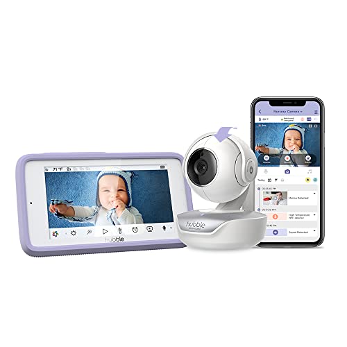 Image of Hubble Nursery Pal Premium 5-inch Touch Screen Smart HD Connected Video Baby Monitor with Remote Pan and Tilt Digital Zoom Camera - White