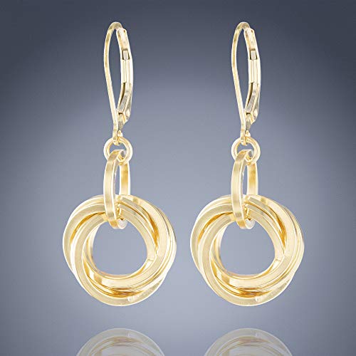 Dressy Love Knot Gold Dangle Earrings For Women – Leverback 14K Gold Filled Dangling Earrings – Circle Chunky Gold Earrings For Women Trendy - Jewelry Gift Idea For Wife Or Mother #TOP4
