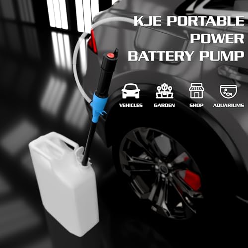 KJE Portable Battery Powered Operated Liquid Transfer Pump, Gasoline Diesel Water Fuel Multi-Function Electric Siphon Pump, 2.2 GPM, Upgraded with Filter Bag and Clip - Thumbnail 2