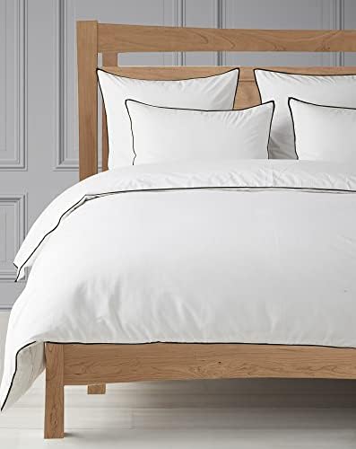BEDLAM Hotel Style Duvet Cover Set, 400TC Pure Cotton Percale Long Staple Cotton Quilt Cover Set, Full Size Comforter Cover Set – 1 Duvet Cover and 2 Pillow Cases (Full Size-White)