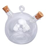 Hidyliu Dispenser per Olio e Aceto in Vetro, Bottiglia per Ampolla a Doppio Versatore 2 in 1 con Tappi in Legno, Contenitore Trasparente Resistente Al Calore per Cucinare in (Stile 1)