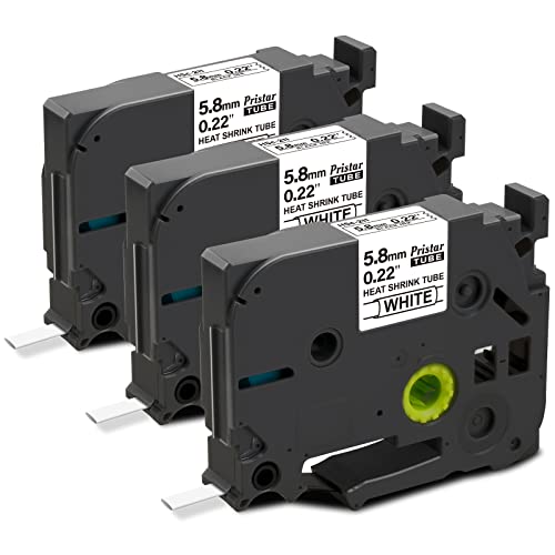 Pristar Compatible Label Tape Replacement for Brother Heat Shrink Tube HSe-211 HSc211 Tape 5.8mm 0.23" Work for Brother PT-E300 PT-H300 PT-E500 PT-E550W PT-P750WVP Label Maker, Black on White, 3-Pack -  PS-HSe-211