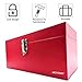 16" Portable Metal Toolbox Large Tool Box 18-Gauge Fishing Tackle Box Stee Tool Box Drawer Organizer With Metal Latch and Handle Red