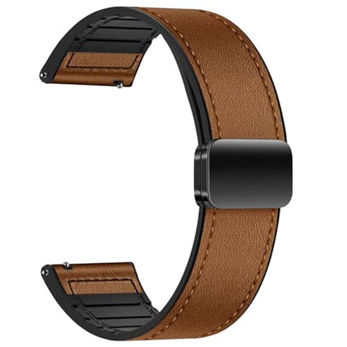Image of AONES Watch Strap Leather Silicone Magnetic Belt 20mm Compatible for Compaq Q Watch Balance Smartwatch Band