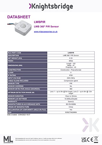 LWB 360° PIR Sensor, White - Image 4