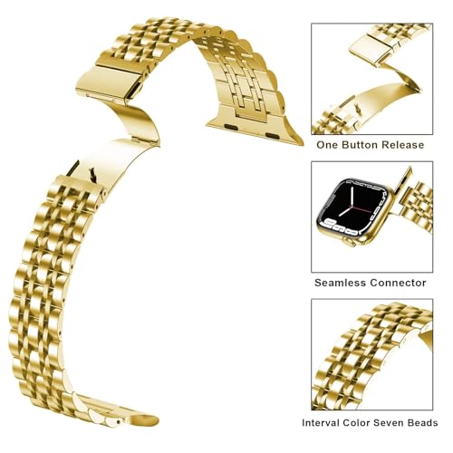 Image of Slim Stainless Band for Apple Watch Series 11-1 /SE, Ultra 3-1 | Jewelry iWatch Bracelet for Women, Dressy Business Metal Strap, Elegant Butterfly Clasp, Bonus Phone Lanyard Gift Set