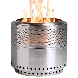 Oskar Edelstahl Feuerschale Ø50 cm | Feuerkorb für Garten & Terrasse | Mit Zuglöchern, Standfuß | Hitzebeständig & raucharm | Klappbare Feuerstelle