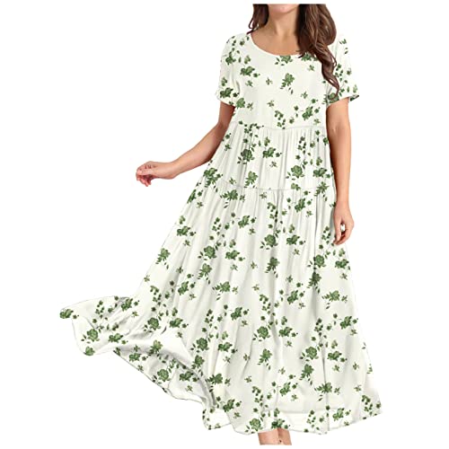 Perfectbot Women's 2023 Summer Casual Loose Fitting Bohemian Flower With Pockets Beach Swing Dress Independence Day #TOP10