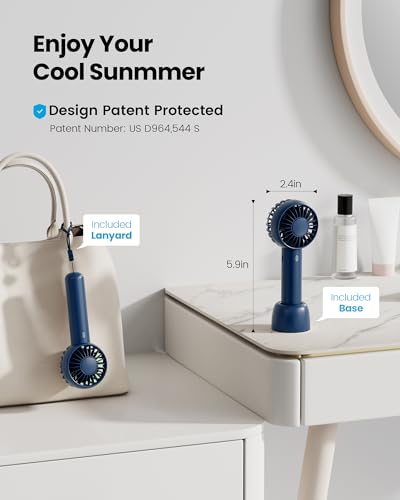 image for Gaiatop Mini Portable Fan, Navy Blue, Cute Design, Powerful Wind, Hand