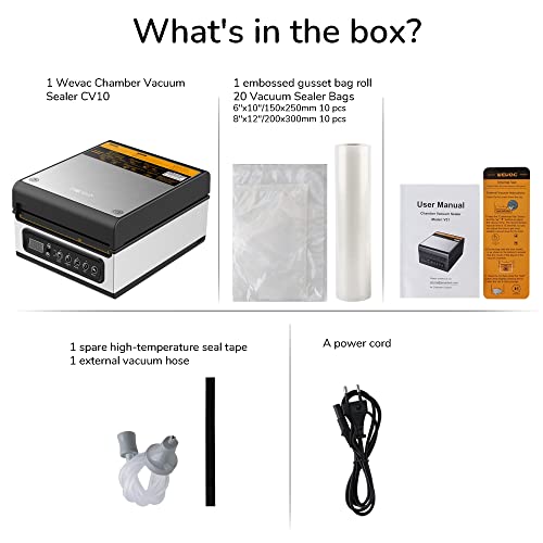 Wevac Chamber Vacuum Sealer, CV10, ideal for liquid or juicy food including Fresh Meats, Soups, Sauces and Marinades. Compact design, Heavy duty, Professional sealing width, Commercial machine - Thumbnail 2