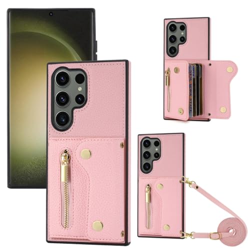 Étui en cuir portefeuille avec bandoulière pour Samsung Galaxy A21S et S24