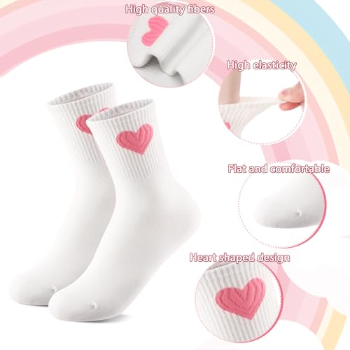 Jspupifip Women‘s Cute Ankle Crew Socks, 5/6 Pairs Cotton Blend Comfort Fit Socks with Heart Pattern for Athletic Running, Casual Wear and Gift — view 3