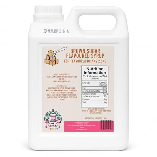 Koko Boba Premium Bubble Tea Syrup 2.5KG Bottles Flavoured Drink Concentrates for Boba Milk Tea Iced Drinks & Desserts Authentic Café-Style Taste (Brown Sugar)