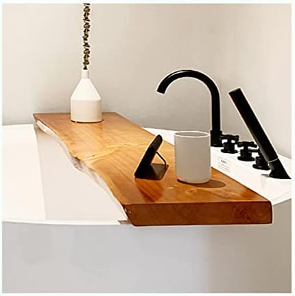 Waterproof Solid Wood Bathtub Caddy Tray, 5cm Thick Shelf for Tablets, Books & Candles - Easy to Clean Bath Tub Table Holder for Relaxation & Reading