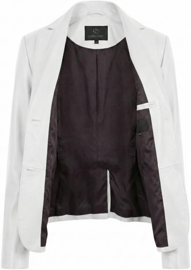 Women’s Real Lambskin Leather Blazer – 2-Button Lambskin Leather Blazer Coat for Women - Slim Fit Office & Casual Blazers