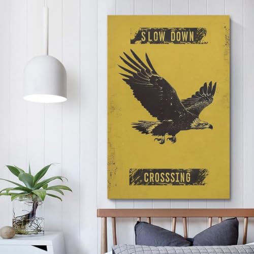 Toile vintage Eagle Crossing Warning grand format déco chambre