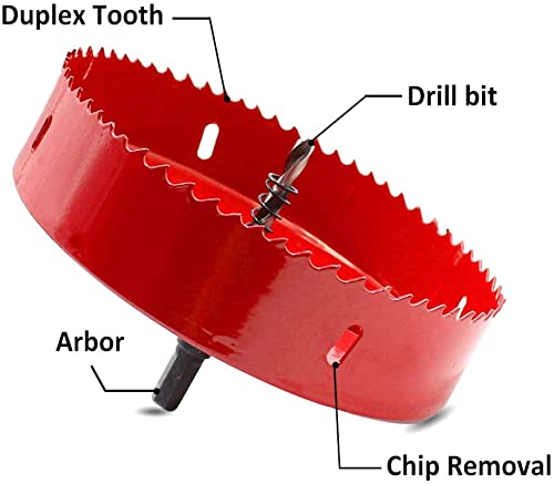 Hordion 150Mm/6" Hole Saw Bi-Metal Saw Drilling Tool With Twist Drill Bit & L Hex Wrench For Cornhole Boards Wood Plasterboard Plywood Plastic #TOP2