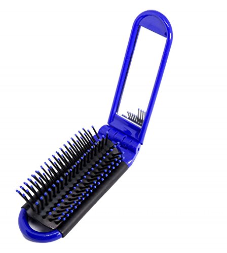 LOUISE MAELYS Portable Folding Hair Brush with Mirror Compact Pocket Hair Comb for Travel Gift Idea
