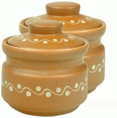 CRAFTGHARCraftghar pickle jars for kitchen storage | | jar set for kitchen | Ceramic Jars and containers set | pickle jars for kitchen | ceramic jars for kitchen storage | jars & containers Set of 2 | Each 500 ML | Brown