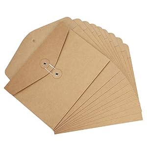 10Pcs Pochette Document en Papier Kraft A4 A5 Sac Enveloppe de Fichiers avec Ligne Boucle Porte-documents Portable Chemises Stockage Rangement Dossier Classeur Scolaire Bureau File Folder