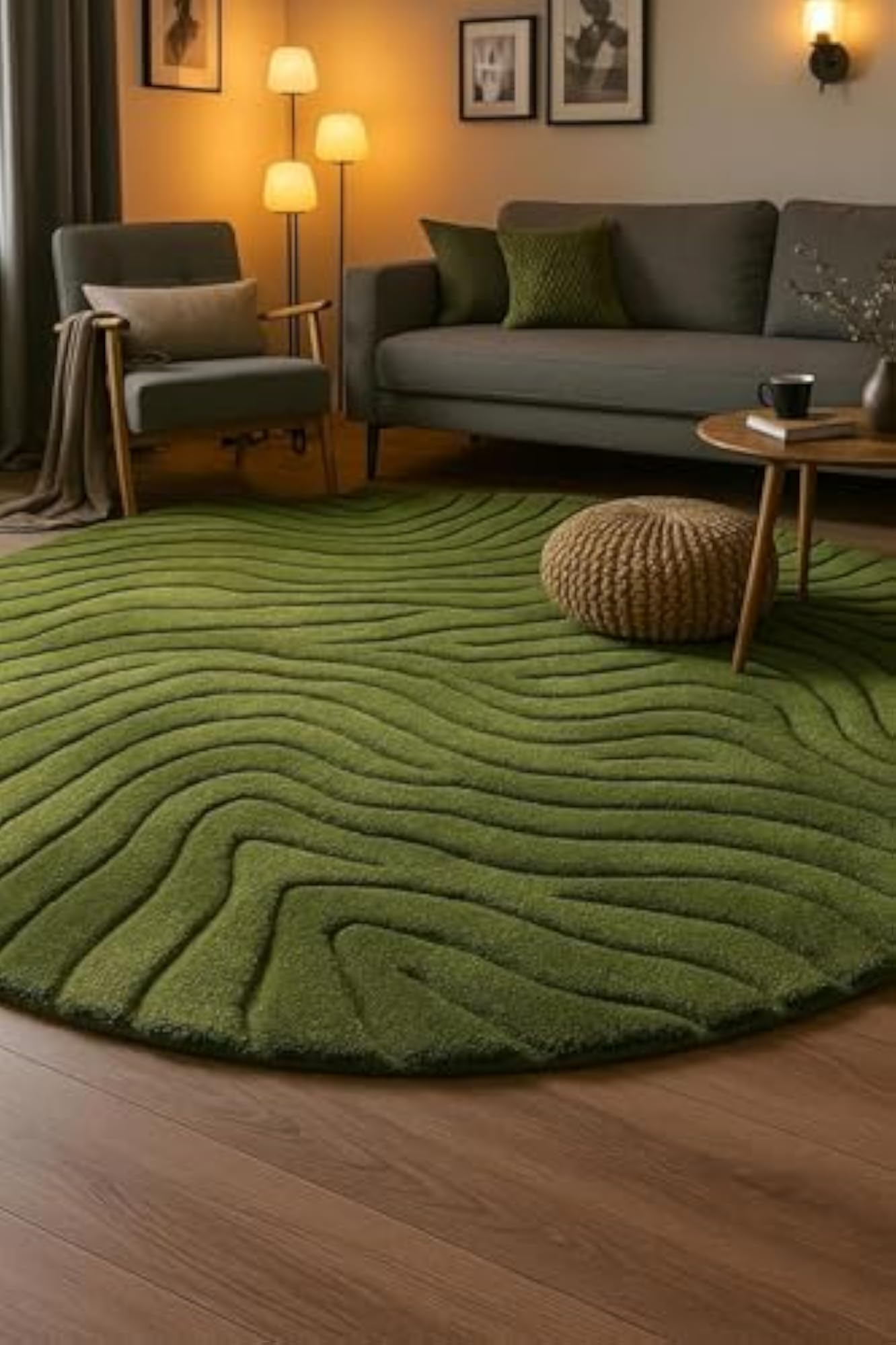 Hand Tufted Round Modern Area Rug 4x4 Feet