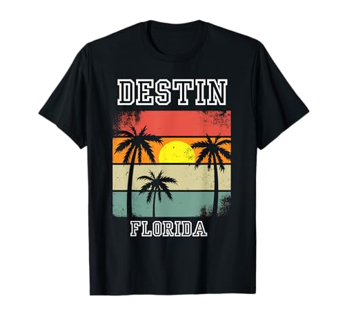 Destin Florida FL Surfing Retro Sunset US City State Beach T-Shirt