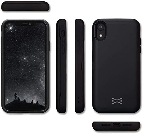 TORU CX PRO iPhone Xr ケース カード 収納背面 3枚 カード入れ カバ― (ライトニング アダプタ, ストラップ, ミラー 含ま) - アイフォンXr 用 - ブラック