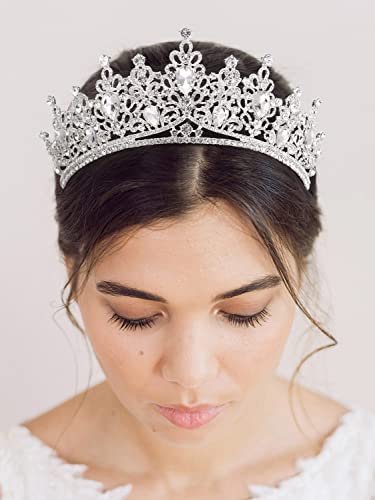 Sweetv Wedding Tiara For Bride, Silver Tiara Crown For Women, Princess Crown Dress Up Diadem, Crystal Costume Hair Accessories For Prom Quinceanera Birthday Pageant Halloween #TOP2