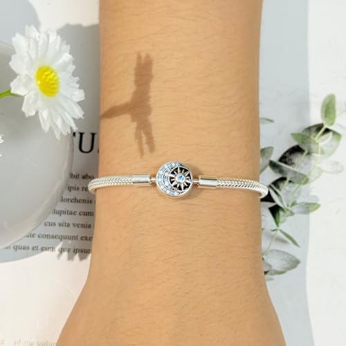 925 Sterling Silver Stellar Moonlight Blue Charm Bracelet for Pandora by PARCOM - Used condition - Image 7