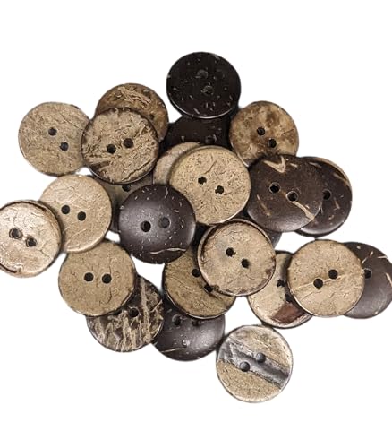 Miniatura 3 de Botiboton 50 Botones De Coco Natural 18 Mm - 2 Agujeros - Bi-Color - Fabricado Y Enviado Desde España