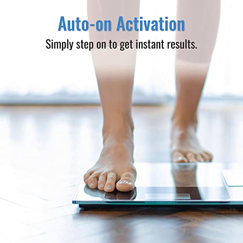 Dmi Tempered Glass Digital Bathroom Scale With Large Lcd Screen, Auto-On Activation, 440 Lbs Weight Capacity, Clinically Accurate #TOP2