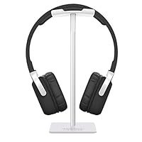 New bee Headphone Stand Headset Holder Earphone Stand with Aluminum Supporting Bar Flexible Headrest ABS Solid Base for All Headphones Size