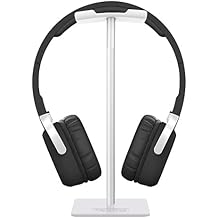 New Bee Headphone Stand Headset Holder Earphone Stand with Aluminum Supporting Bar Flexible Headrest ABS Solid Base for All Headphones Size White