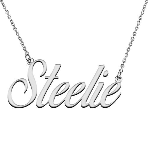 GR859C Custom 18K Gold Plated Necklace with Name Steelie for Women