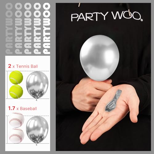 Image of PartyWoo Metallic Silver Balloons 100pcs 5 Inch Silver Chrome Balloons for Graduation Wedding Baby Shower Bachelorette Bridal Shower Anniversary Engagement Birthday Party Decorations Silver-G102