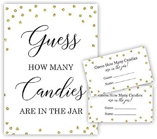 Candy Guessing Baby Shower Game, How Many Candies, Faux Gold Glitter Dots