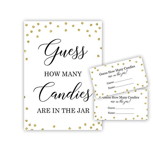 Candy Guessing Baby Shower Game, How Many Candies, Faux Gold Glitter Dots