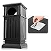 BEAMNOVA Black Trash Can Outdoor Top Tray Stainless Steel Commercial Garbage Enclosure with Locking Lid Heavy Duty Industrial Yard Garage Waste Container, 37.4 * 17.7 * 17.7in