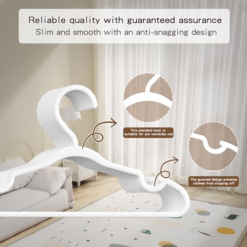100 Pack Baby Plastic Hangers,12.83" Ultra-Thin,Non-Slip Hangers for Children. Ideal for Closets and Nurseries.Designed for Newborns and Children's Clothing,Including Trousers,Coat,Dresses.(White) by VIIBASE - Image 3