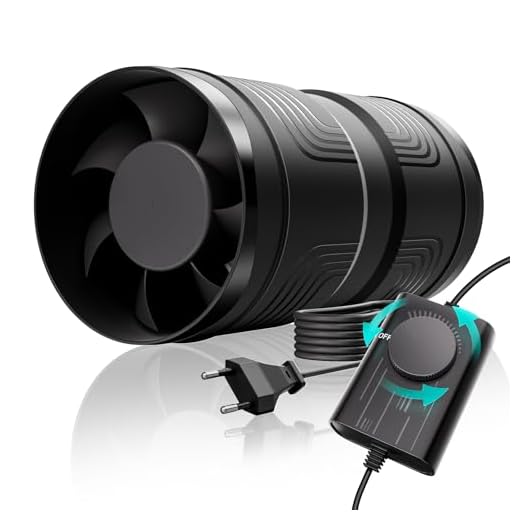 HG Power 100mm Rohrventilator Regelbar, 221 m³/h Rohrlüfter, Inline Abluftventilator mit Überhitzungsschutz für Growzelt, Gewächshaus, Keller, Garage, Küche