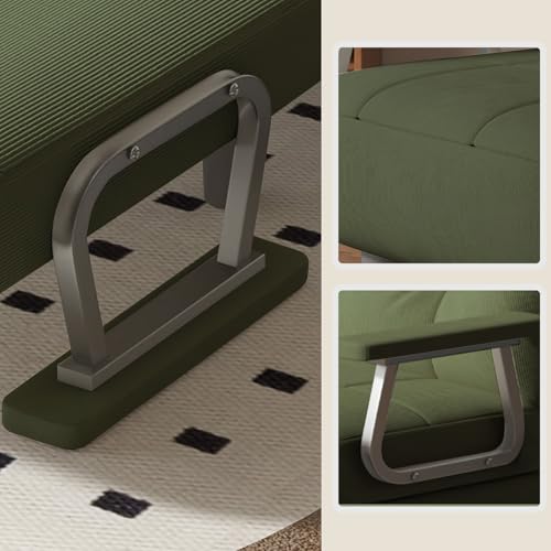 1 Seater Convertible Sofa Bed Armchair – Great Comfort Removable With Cushion, Metal Armrests And Feet (Light Green) - 6