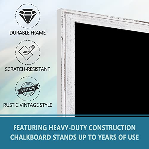 Walglass Chalkboard, 48"X36" Non-Magnetic Blackboard For Wall, Vintage White Framed Chalk Board Sign, Hanging Black Board For Office, School, Home Decor, Kitchen, Bar, Restaurant Menu & Wedding #TOP1